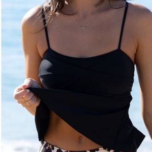 Beachsissi black tankini top swimwear L NWT